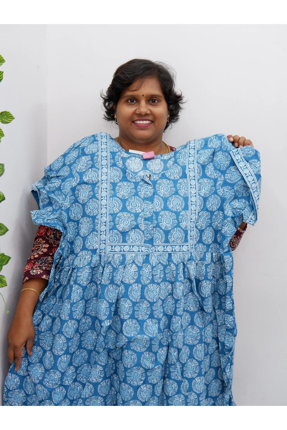 Midi Frock with Back Knot & Front Zip Jyothi Cotton Nighty