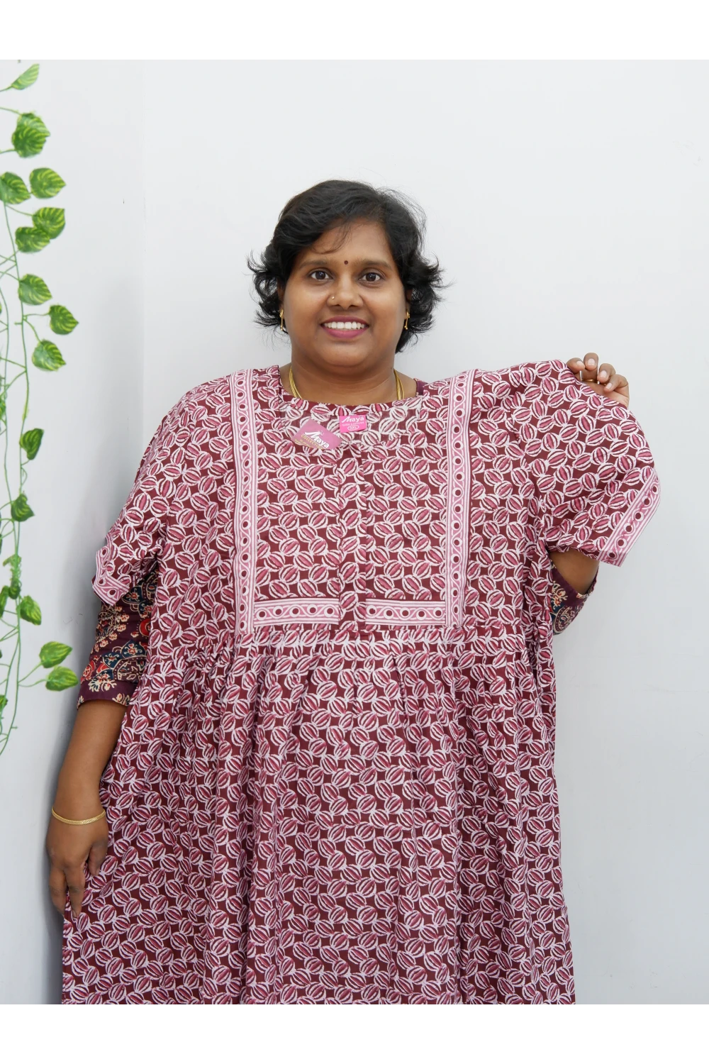 Midi Frock with Back Knot & Front Zip Jyothi Cotton Nighty