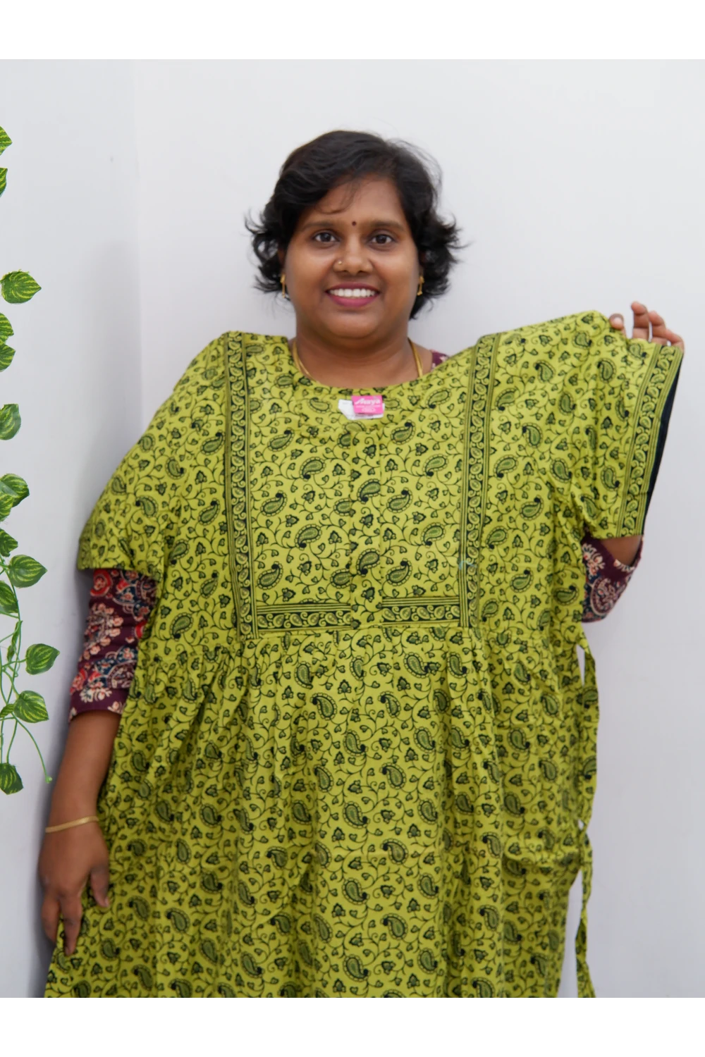 Midi Frock with Back Knot & Front Zip Jyothi Cotton Nighty