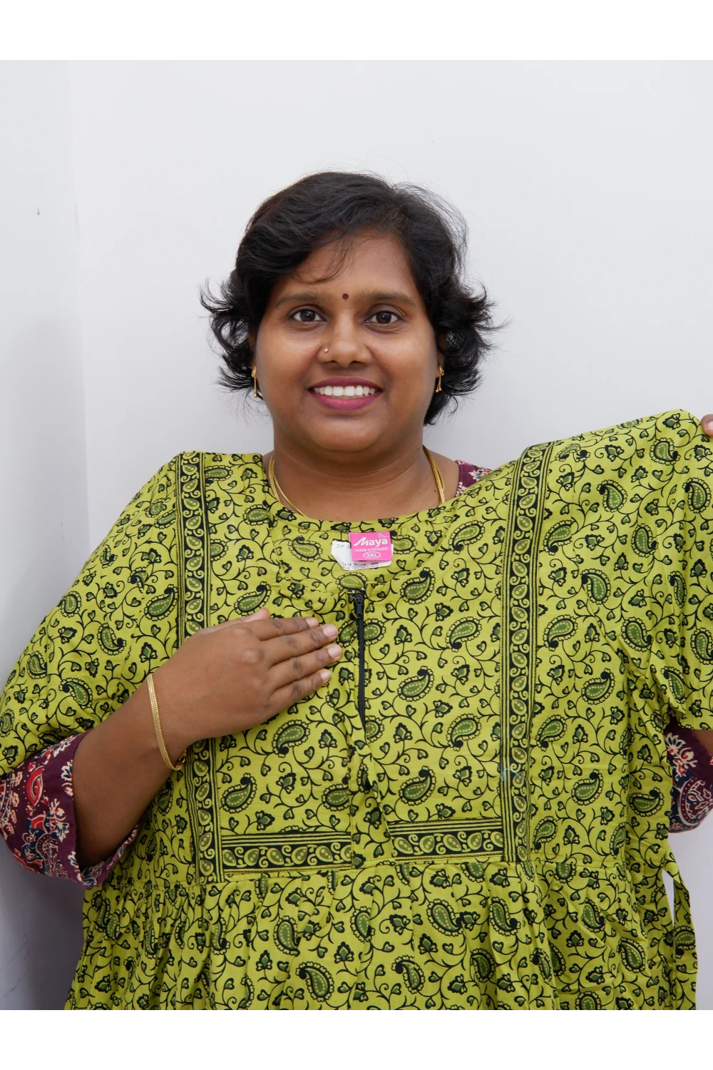 Midi Frock with Back Knot & Front Zip Jyothi Cotton Nighty