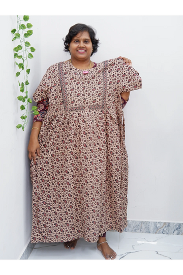 Midi Frock with Back Knot & Front Zip Jyothi Cotton Nighty