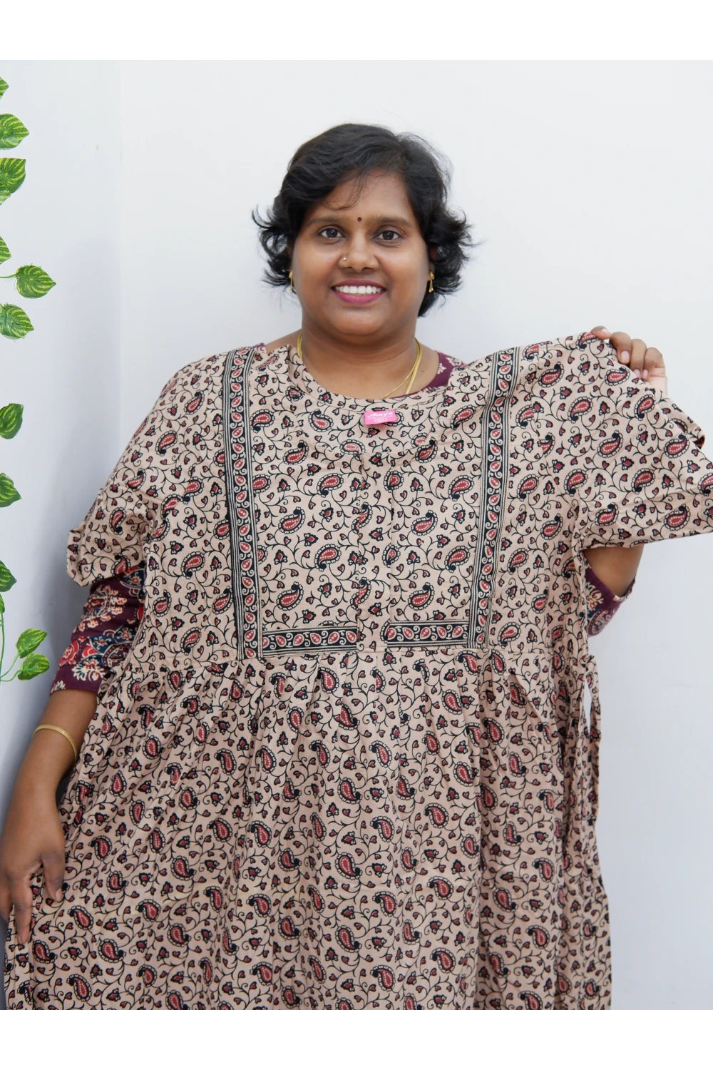 Midi Frock with Back Knot & Front Zip Jyothi Cotton Nighty