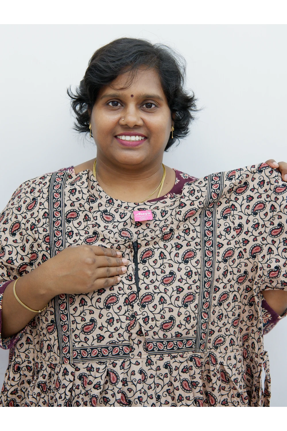 Midi Frock with Back Knot & Front Zip Jyothi Cotton Nighty