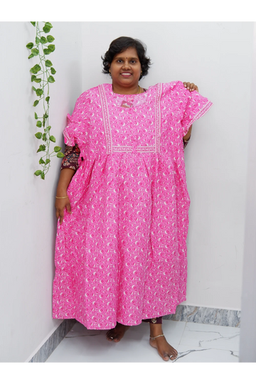 Midi Frock with Back Knot & Front Zip Jyothi Cotton Nighty