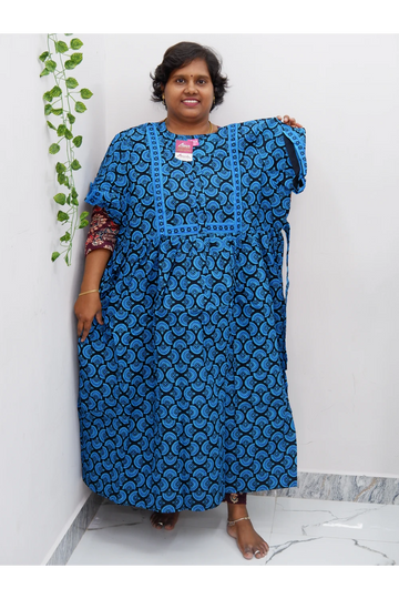 Midi Frock with Back Knot & Front Zip Jyothi Cotton Nighty