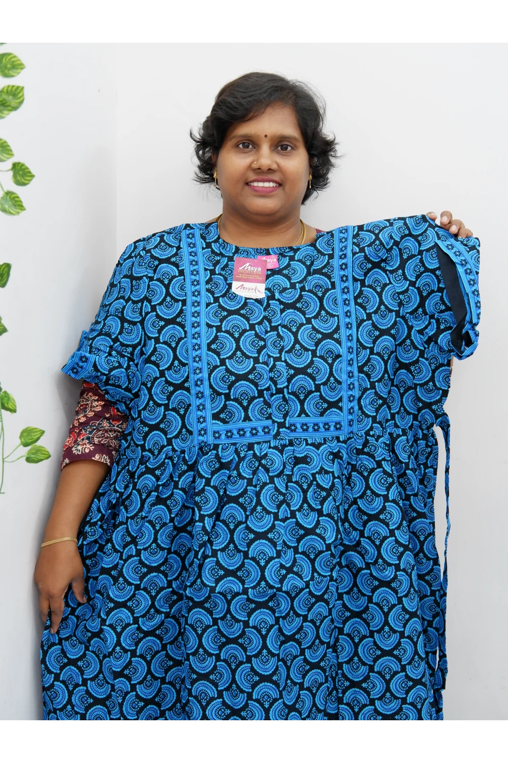 Midi Frock with Back Knot & Front Zip Jyothi Cotton Nighty