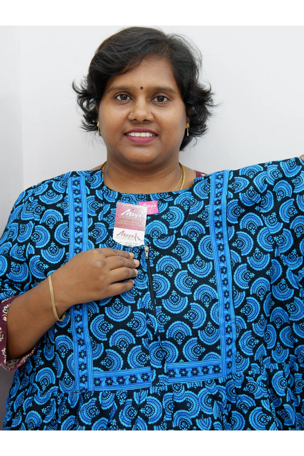 Midi Frock with Back Knot & Front Zip Jyothi Cotton Nighty