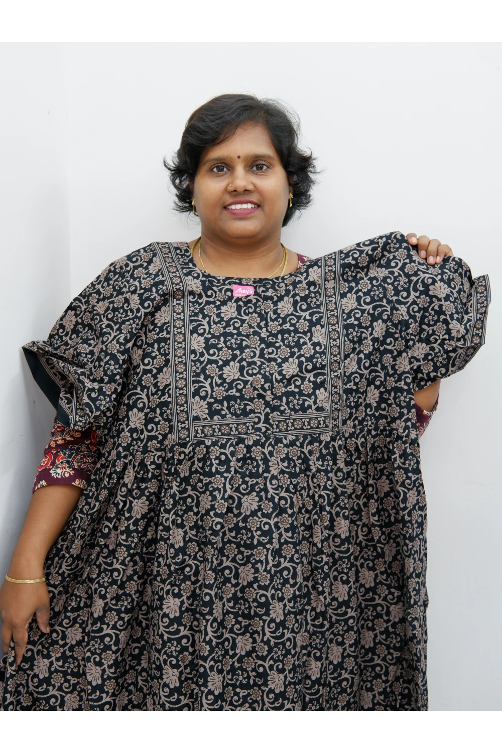 Midi Frock with Back Knot & Front Zip Jyothi Cotton Nighty