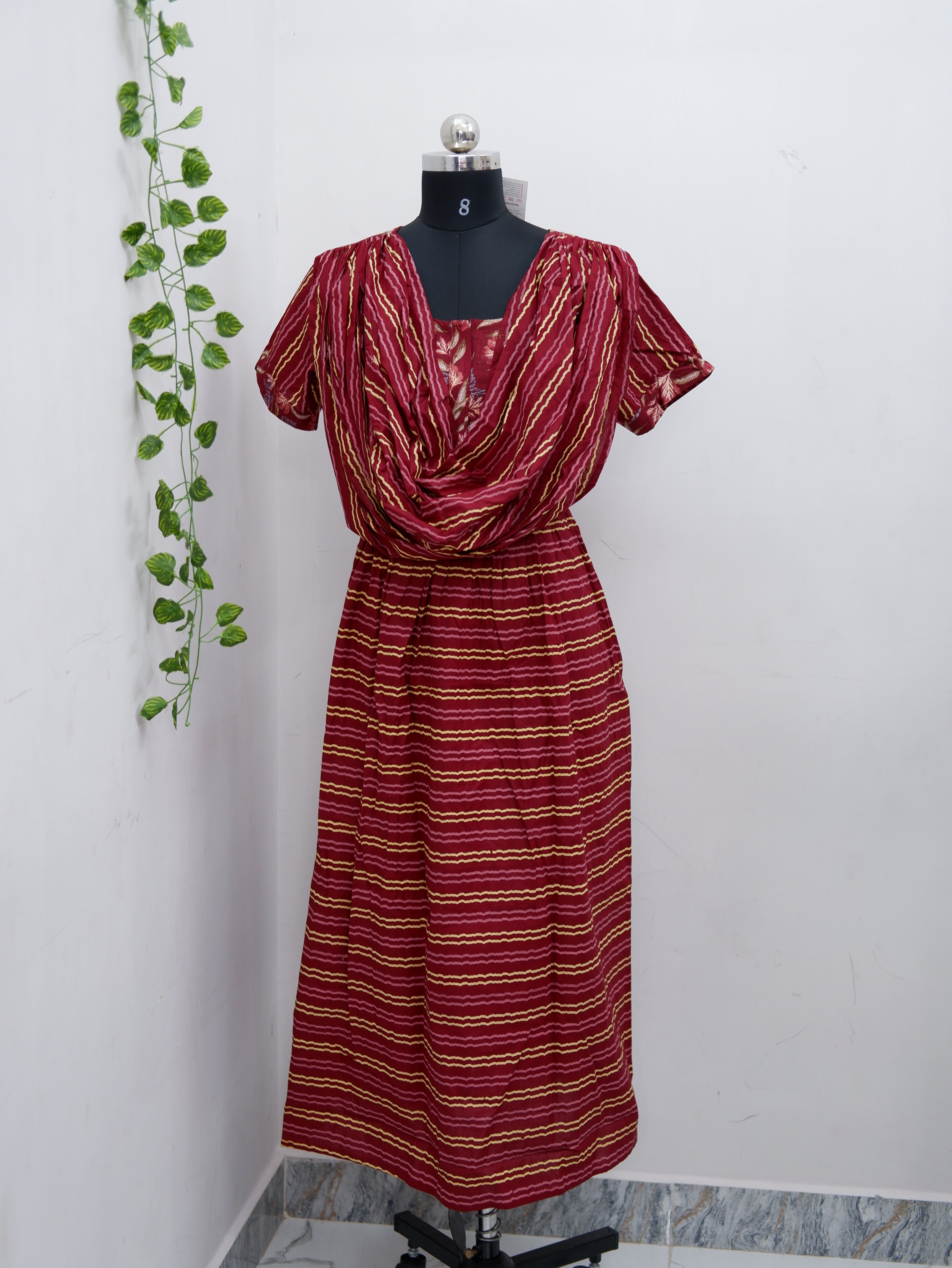 Shawl Draped Cotton Frock Nighty – Soft & Breezy