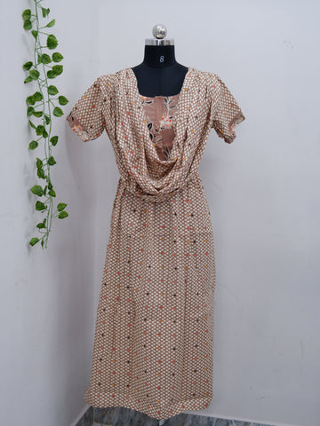 Shawl Draped Cotton Frock Nighty – Soft & Breezy
