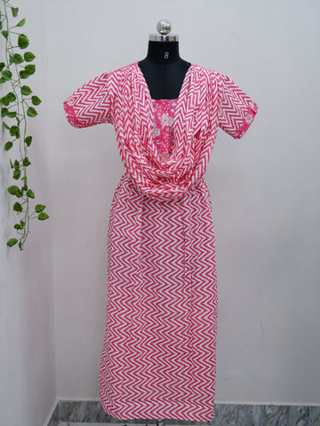 Shawl Draped Cotton Frock Nighty – Soft & Breezy