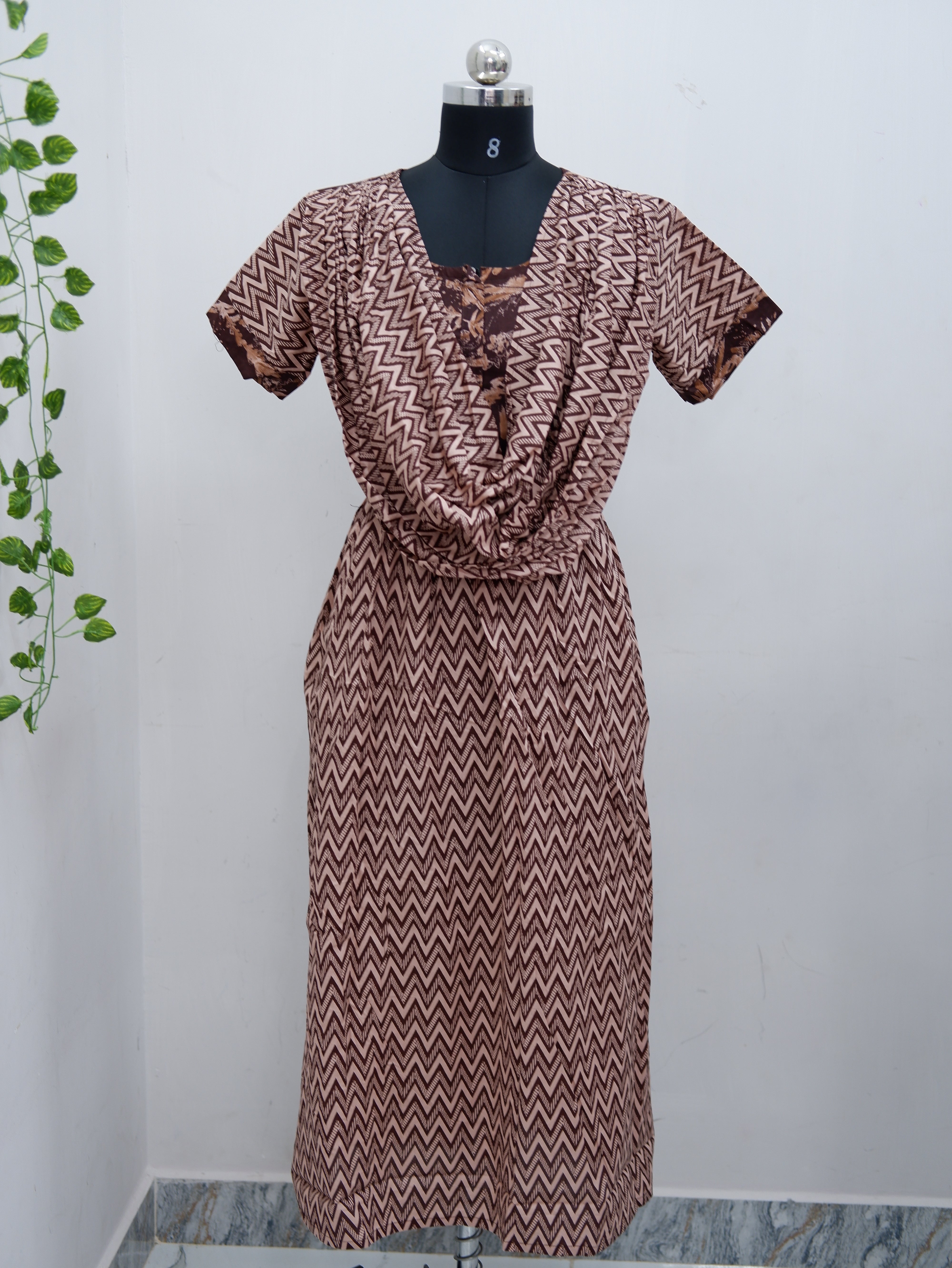 Shawl Draped Cotton Frock Nighty – Soft & Breezy