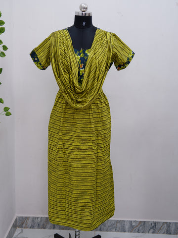 Shawl Draped Cotton Frock Nighty – Soft & Breezy