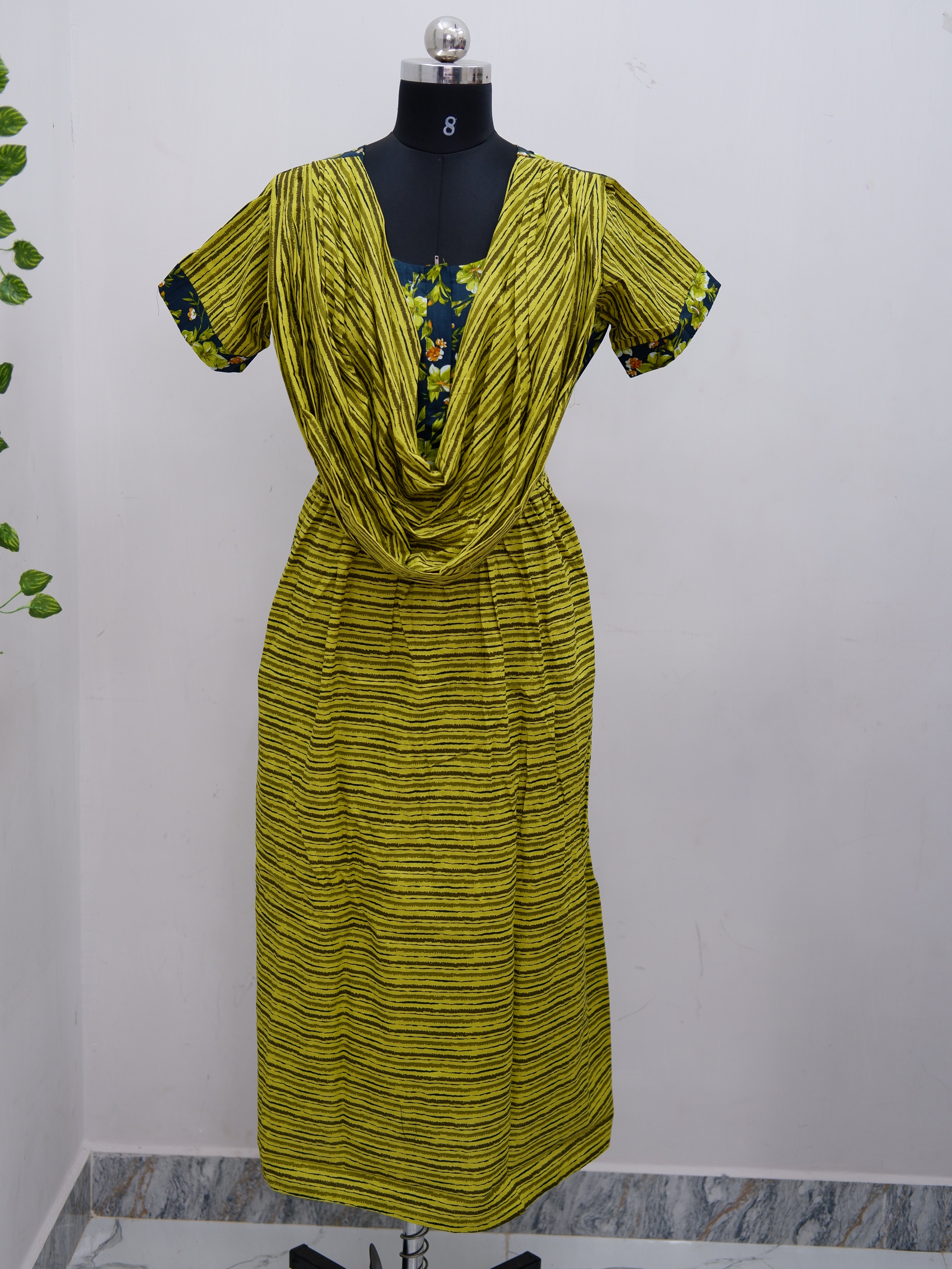 Shawl Draped Cotton Frock Nighty – Soft & Breezy