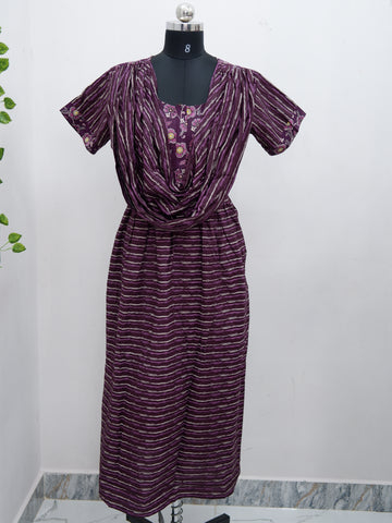 Shawl Draped Cotton Frock Nighty – Soft & Breezy