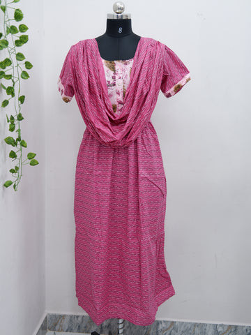 Shawl Draped Cotton Frock Nighty – Soft & Breezy