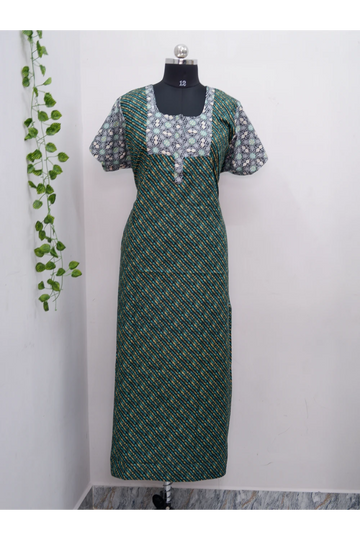 Elegant Zip-Front Pure Cotton Nighty