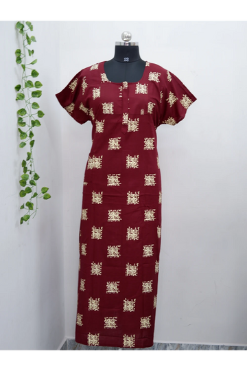 Elegant Zip-Front Pure Cotton Nighty