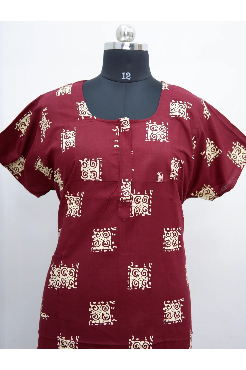 Elegant Zip-Front Pure Cotton Nighty