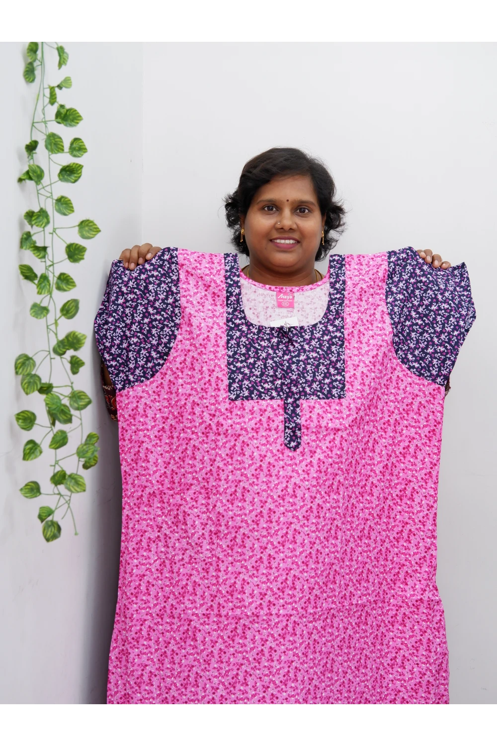 Elegant Zip-Front Pure Cotton Nighty