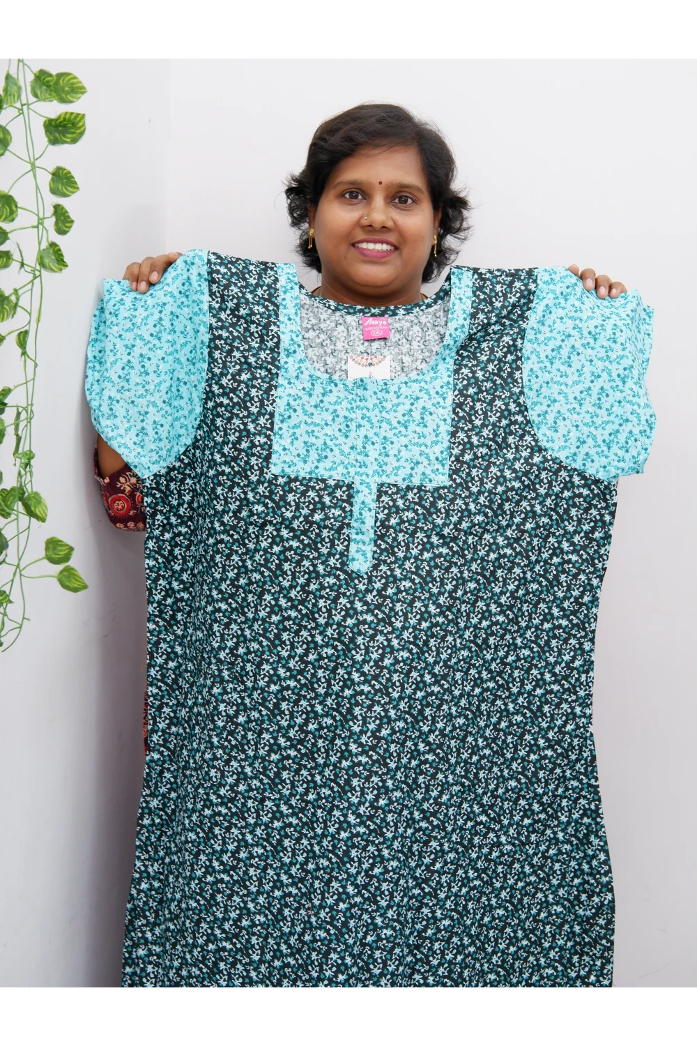 Elegant Zip-Front Pure Cotton Nighty