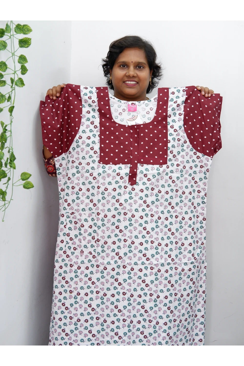 Elegant Zip-Front Pure Cotton Nighty