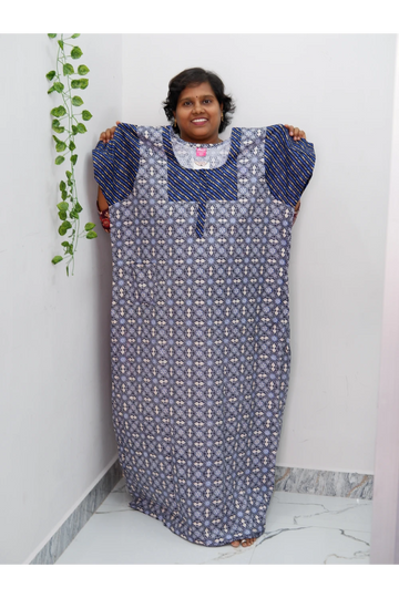 Elegant Zip-Front Pure Cotton Nighty