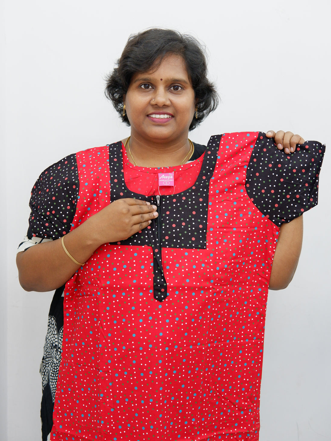 Elegant Zip-Front Pure Cotton Nighty