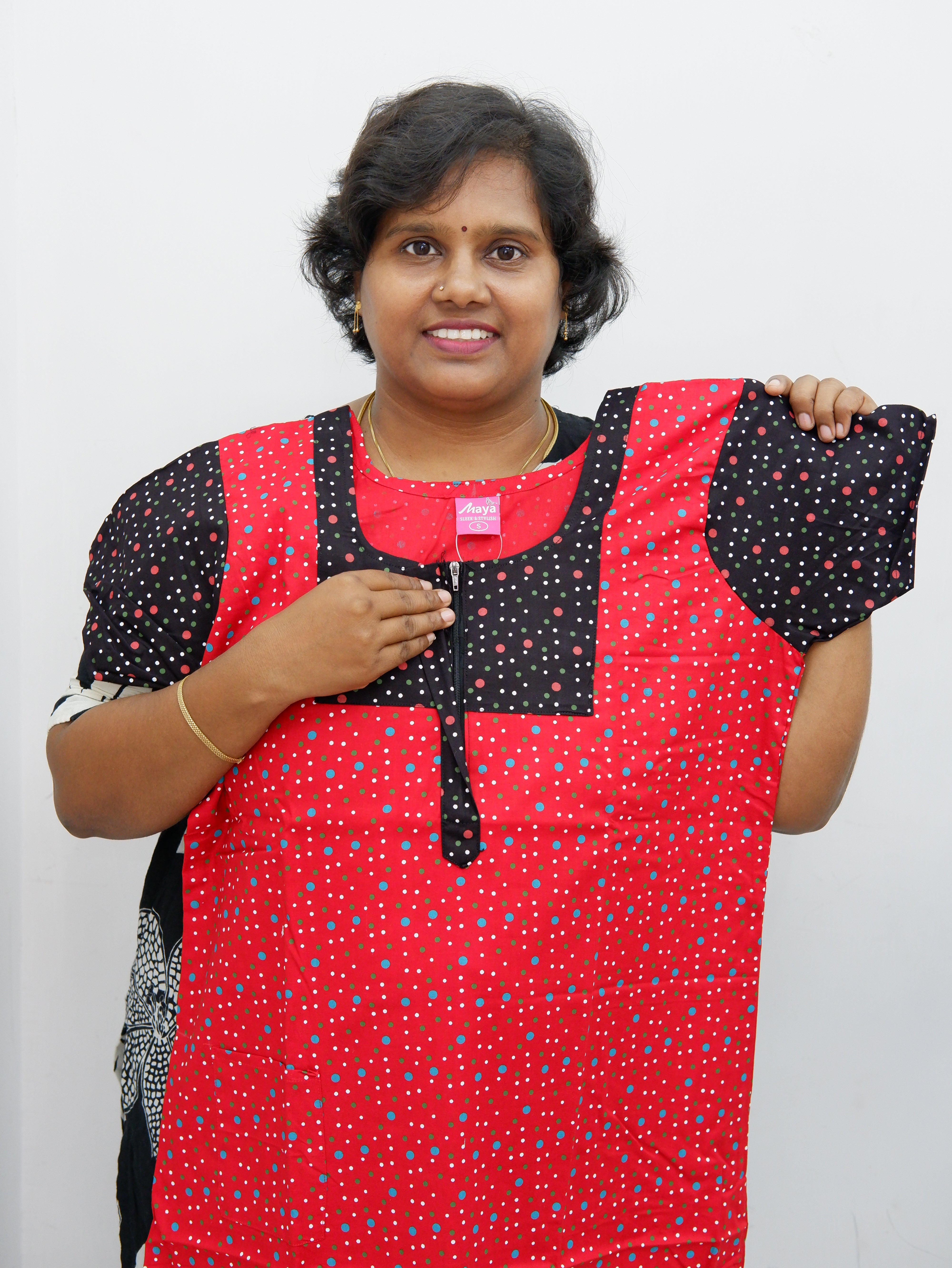 Elegant Zip-Front Pure Cotton Nighty