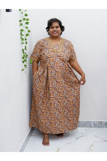 Premium V-Neck Cotton Frock for Women – Breathable & Skin-Friendly