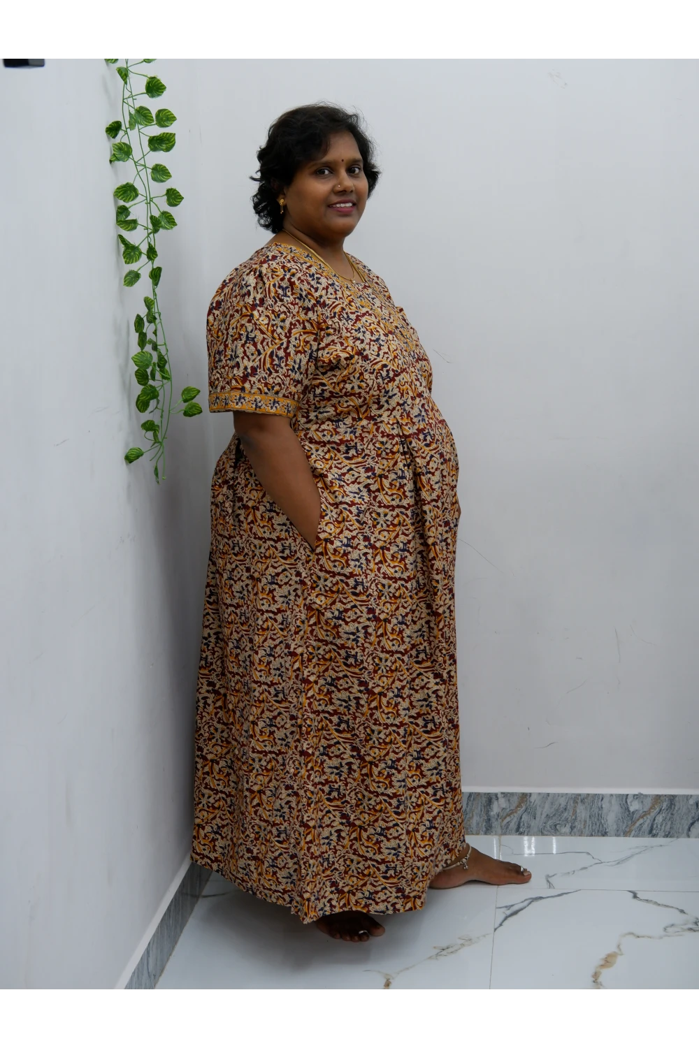 Premium V-Neck Cotton Frock for Women – Breathable & Skin-Friendly