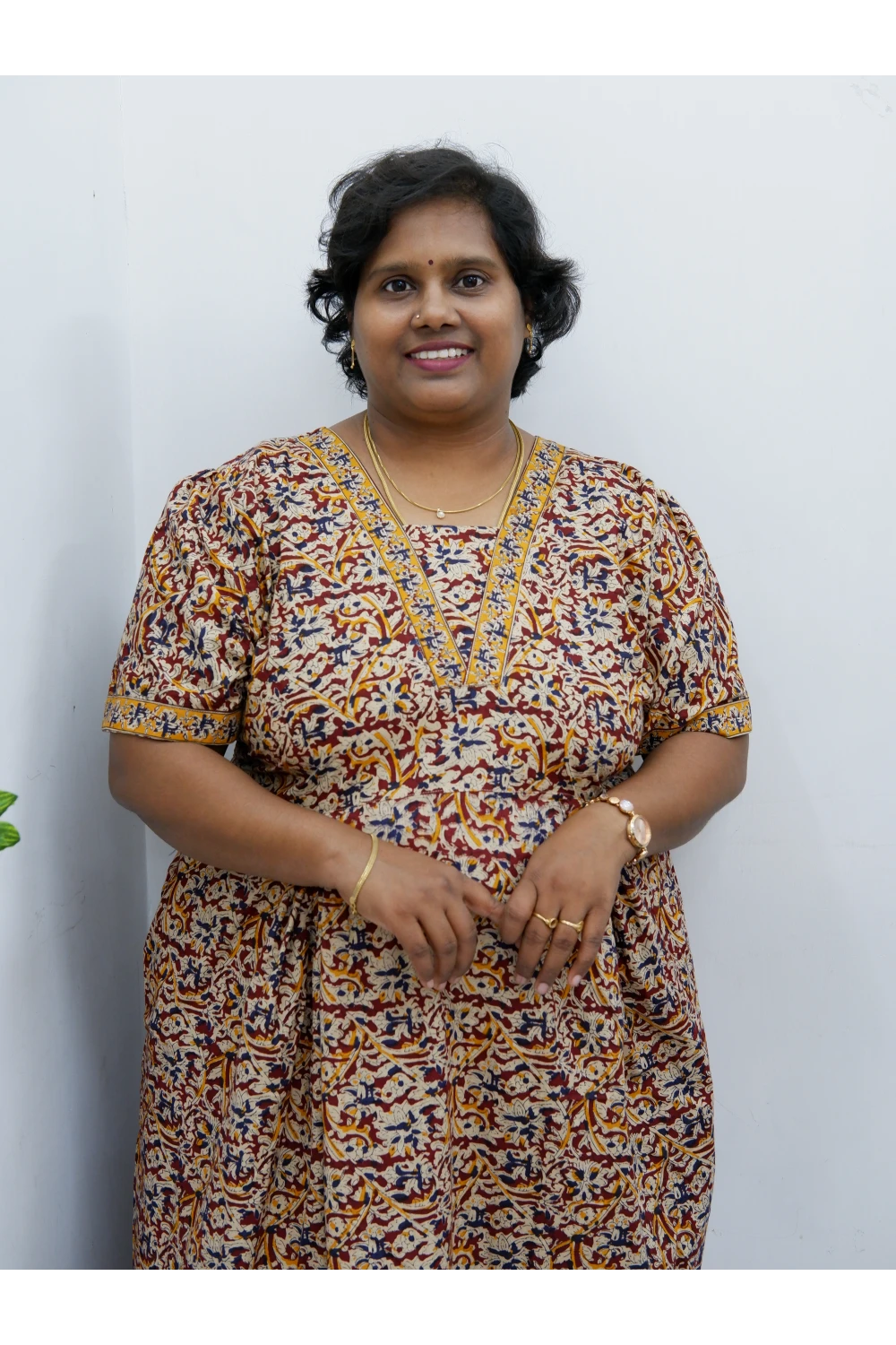 Premium V-Neck Cotton Frock for Women – Breathable & Skin-Friendly