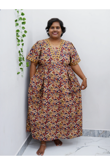 Premium V-Neck Cotton Frock for Women – Breathable & Skin-Friendly