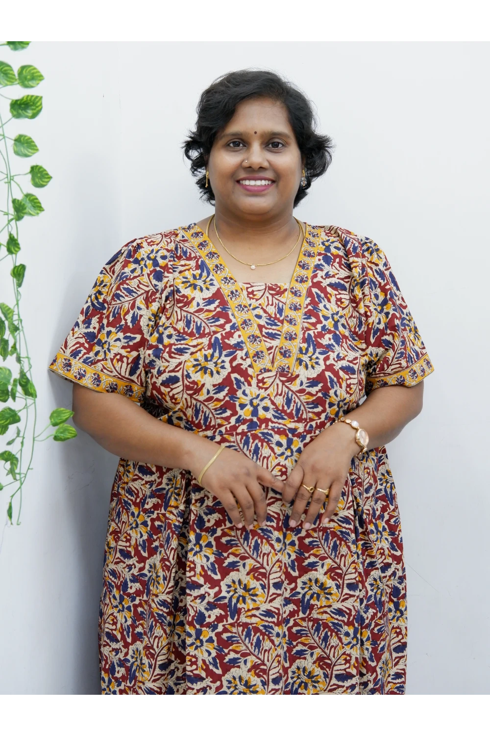 Premium V-Neck Cotton Frock for Women – Breathable & Skin-Friendly