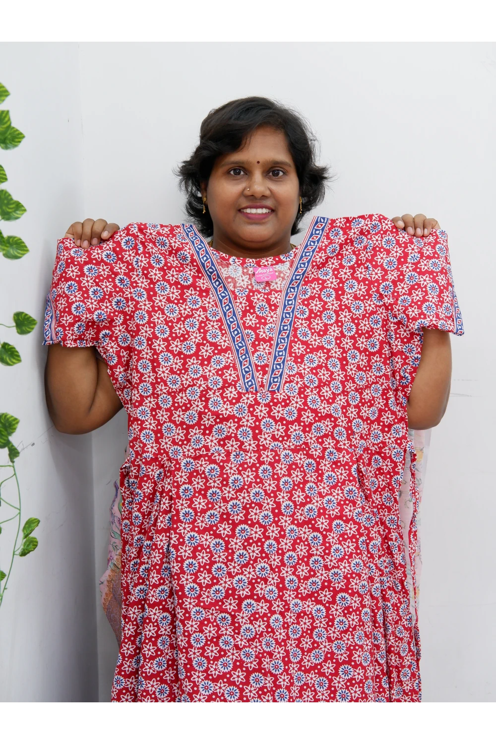 Premium V-Neck Cotton Frock for Women – Breathable & Skin-Friendly