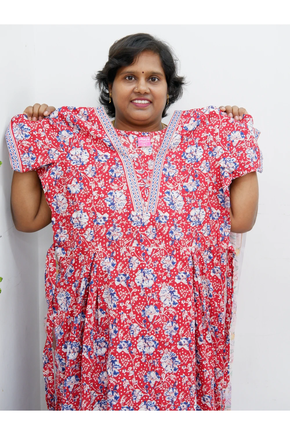 Premium V-Neck Cotton Frock for Women – Breathable & Skin-Friendly