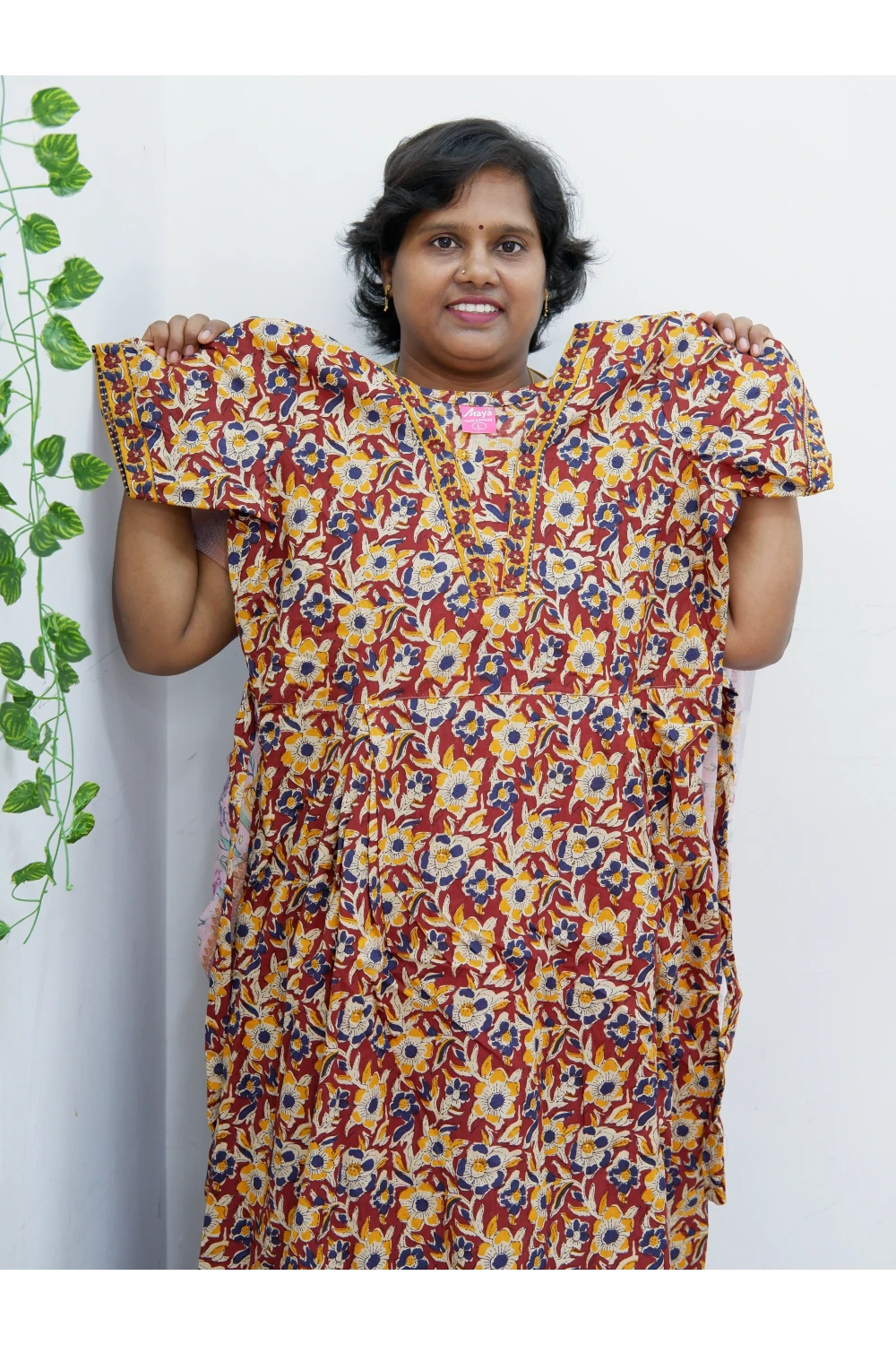 Premium V-Neck Cotton Frock for Women – Breathable & Skin-Friendly