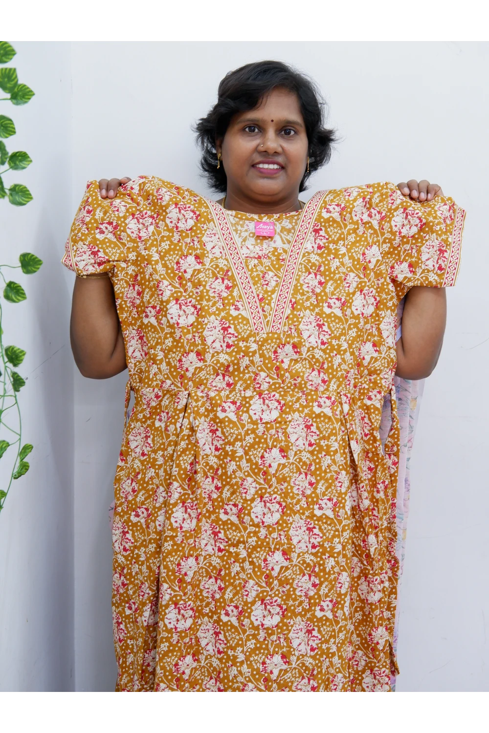 Premium V-Neck Cotton Frock for Women – Breathable & Skin-Friendly