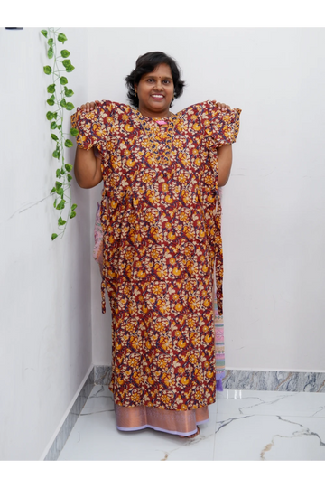 Premium V-Neck Cotton Frock for Women – Breathable & Skin-Friendly
