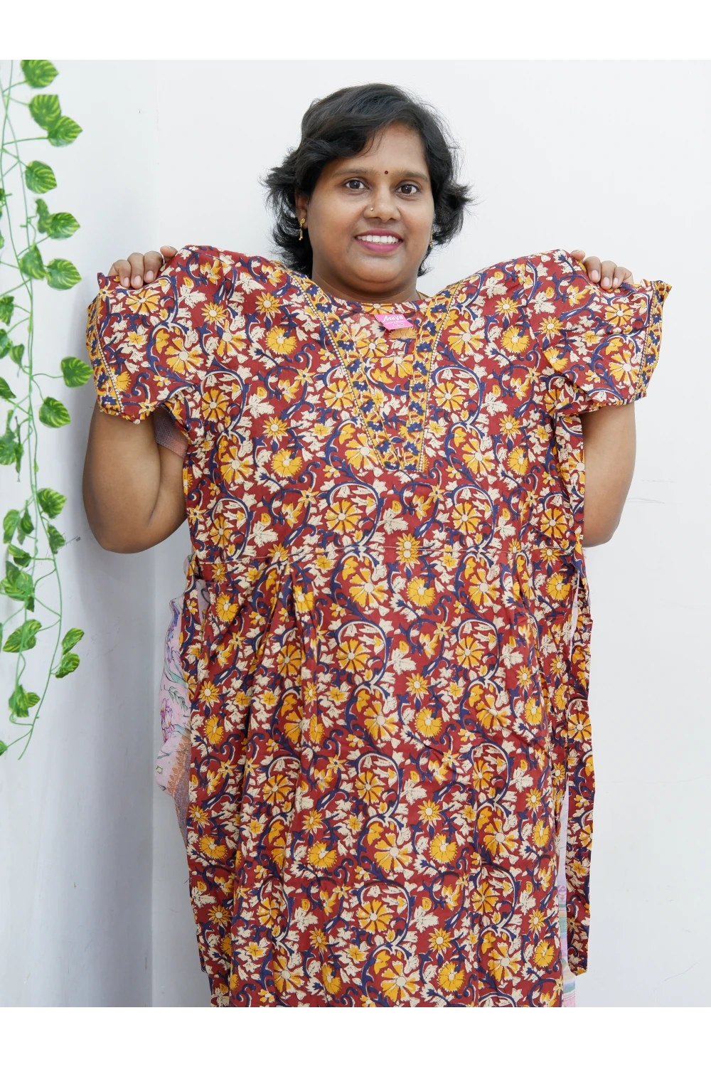 Premium V-Neck Cotton Frock for Women – Breathable & Skin-Friendly