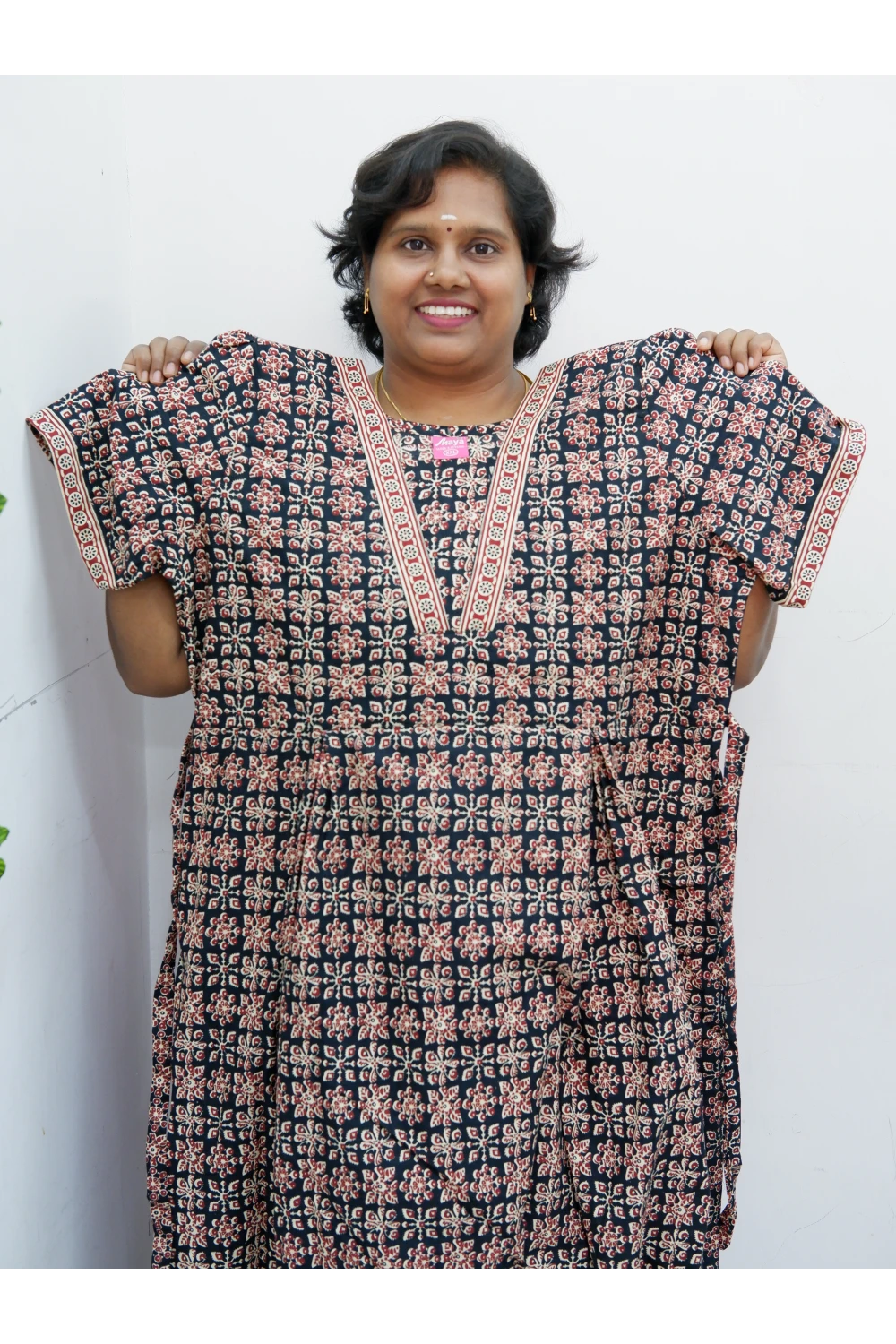 Premium V-Neck Cotton Frock for Women – Breathable & Skin-Friendly