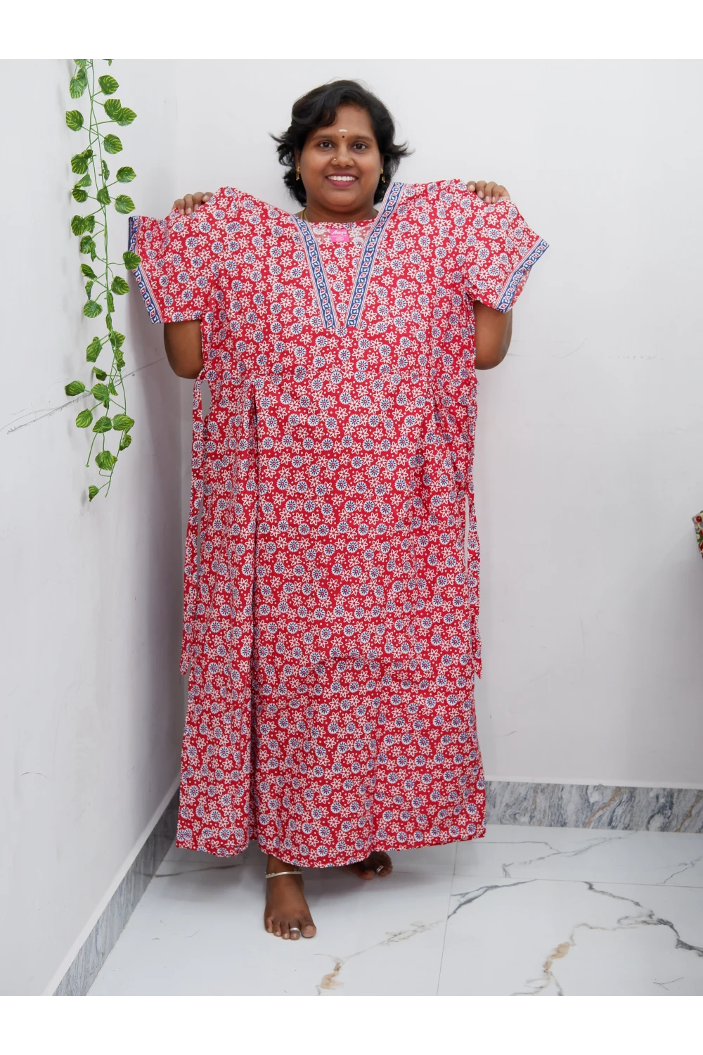 Premium V-Neck Cotton Frock for Women – Breathable & Skin-Friendly