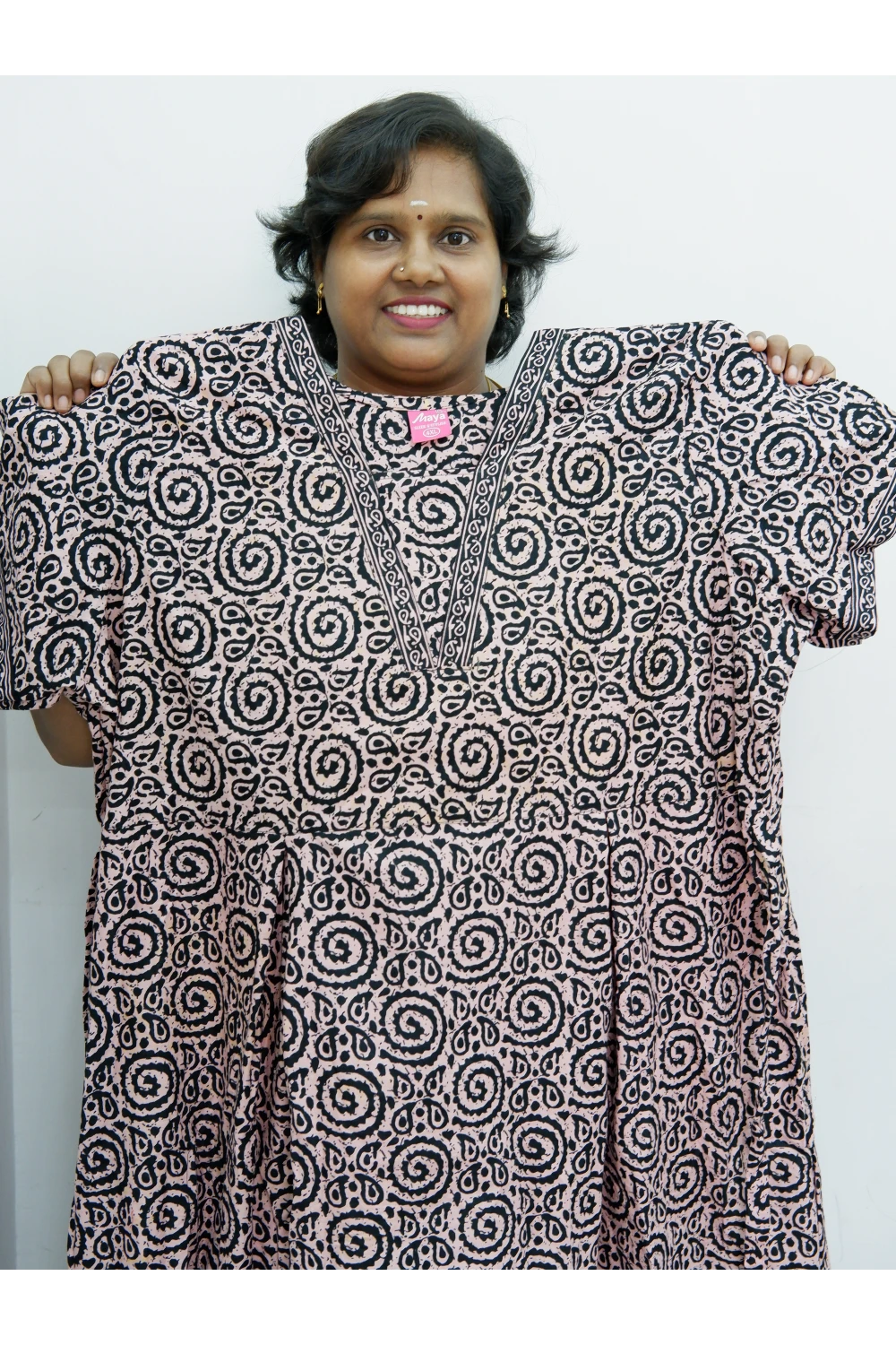 Premium V-Neck Cotton Frock for Women – Breathable & Skin-Friendly