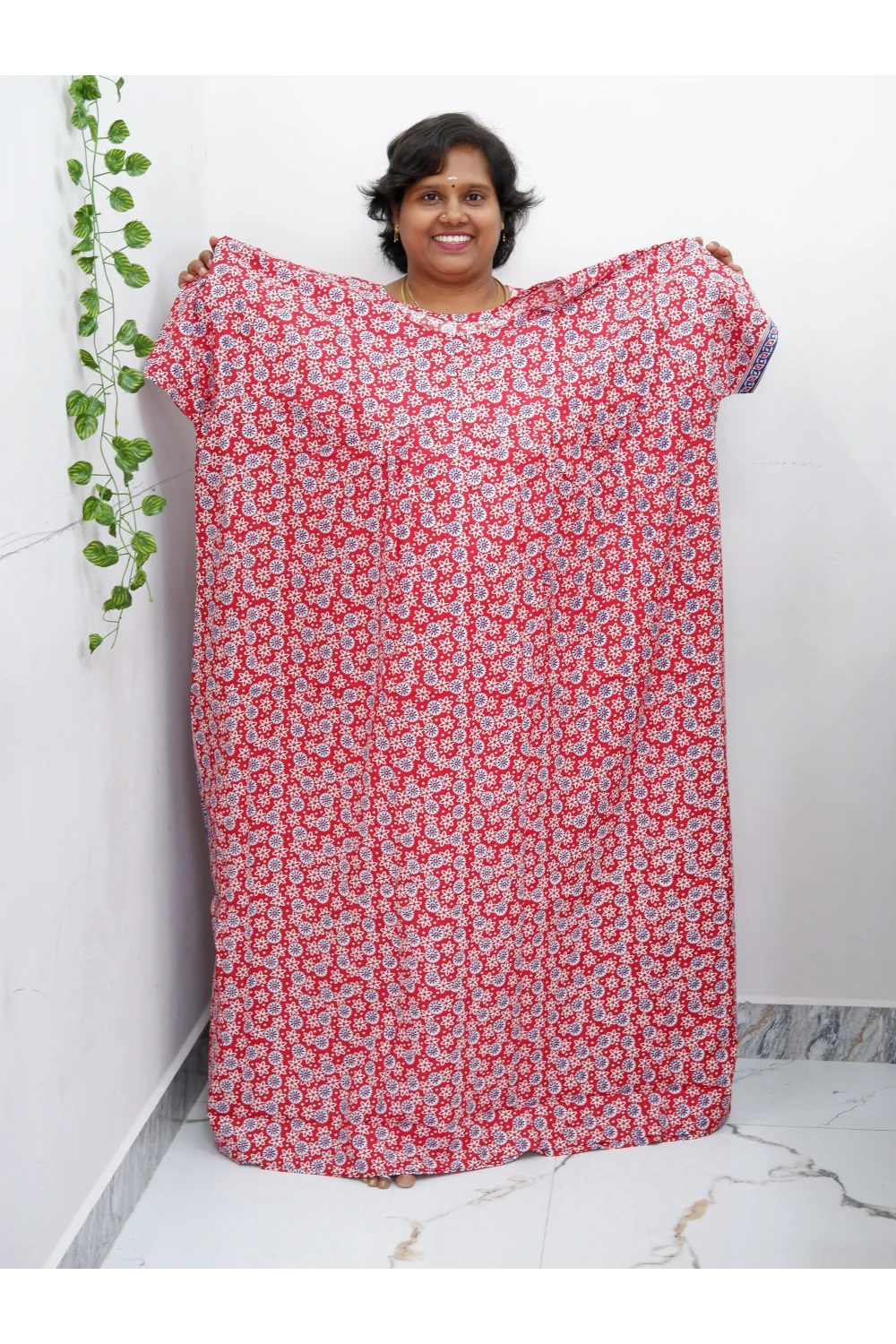 Plus Size Elegant Zip Nighty – Jyothi Cotton Breeze