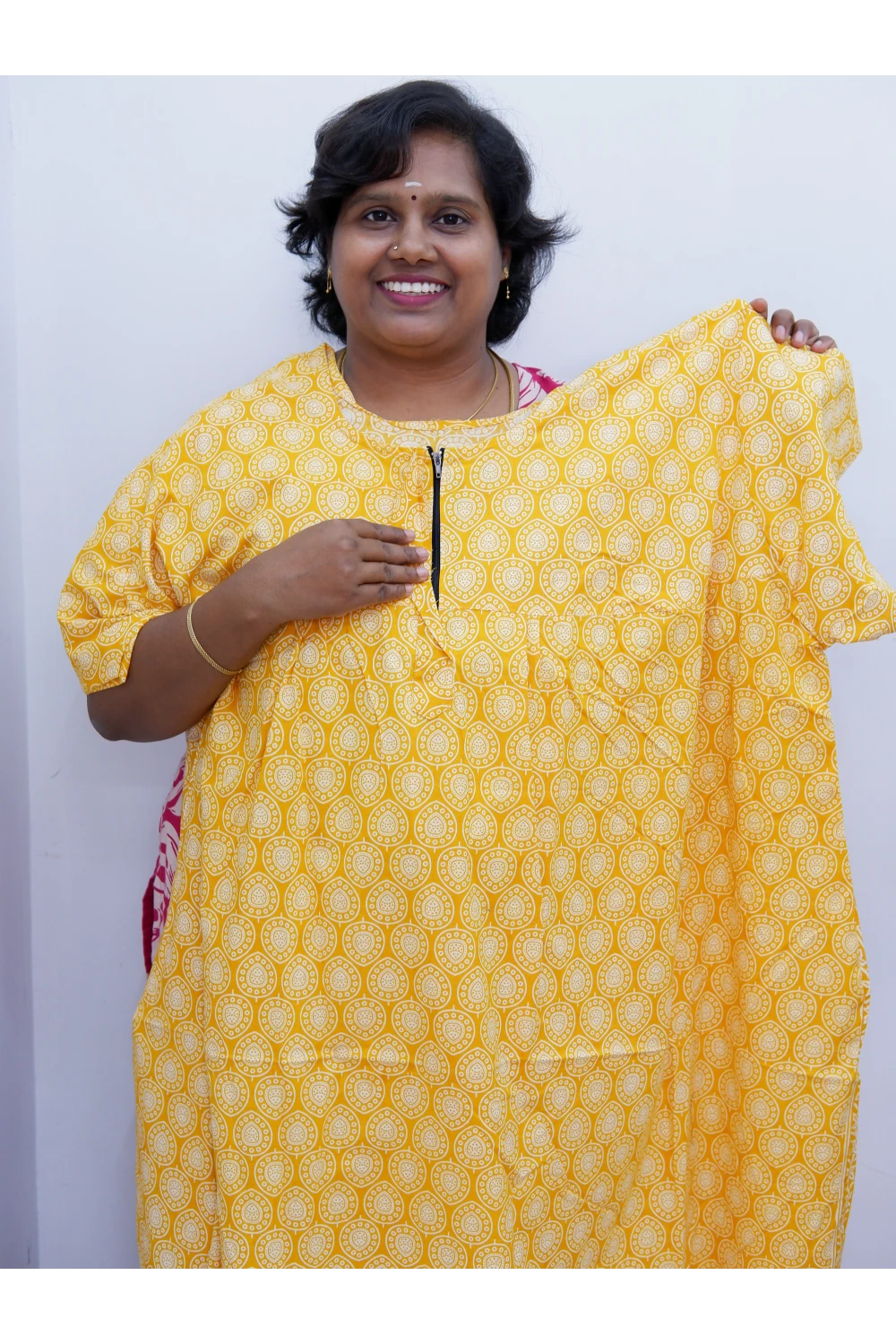 Plus Size Elegant Zip Nighty – Jyothi Cotton Breeze