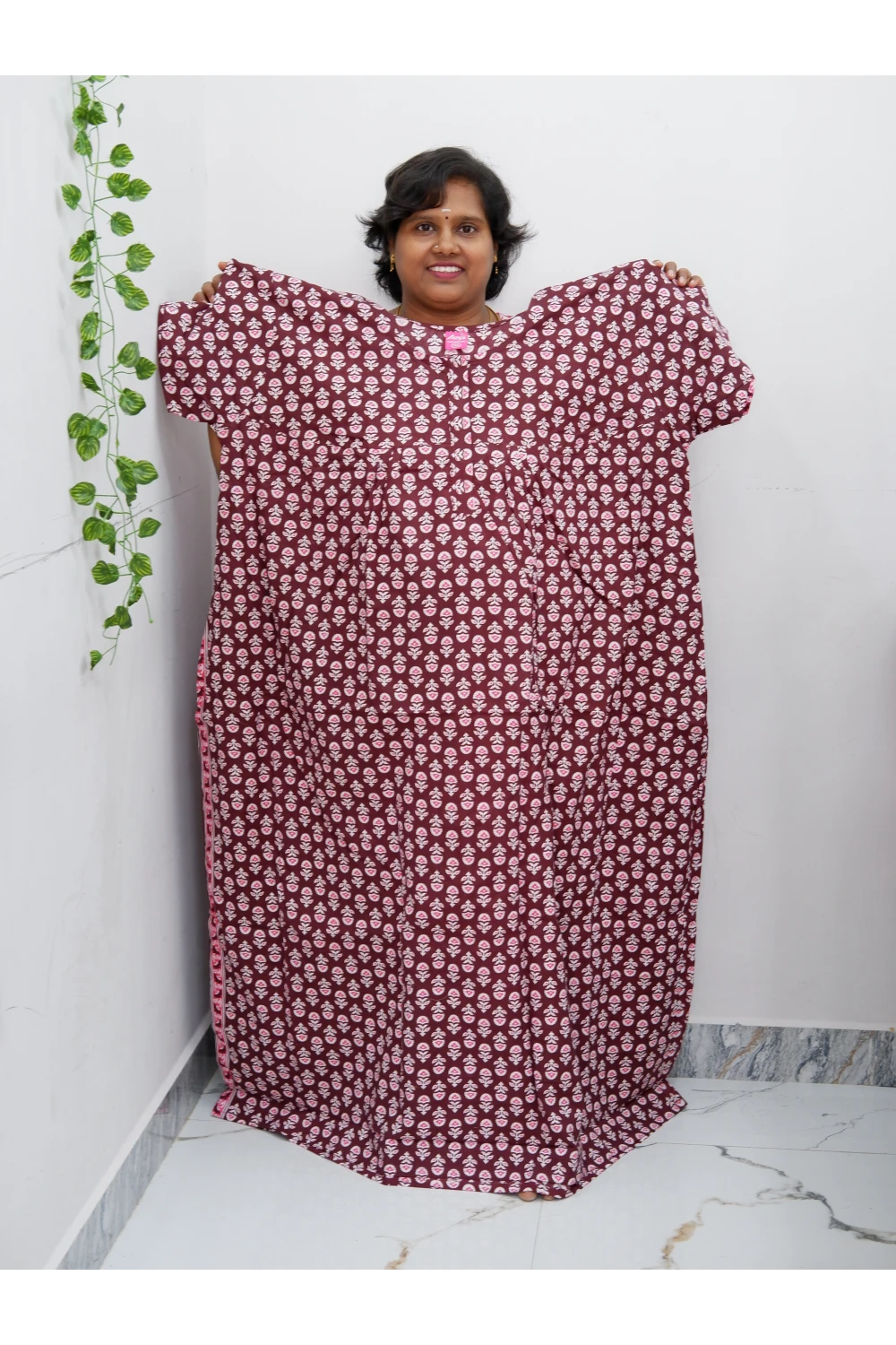 Plus Size Elegant Zip Nighty – Jyothi Cotton Breeze