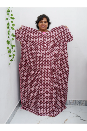 Plus Size Elegant Zip Nighty – Jyothi Cotton Breeze