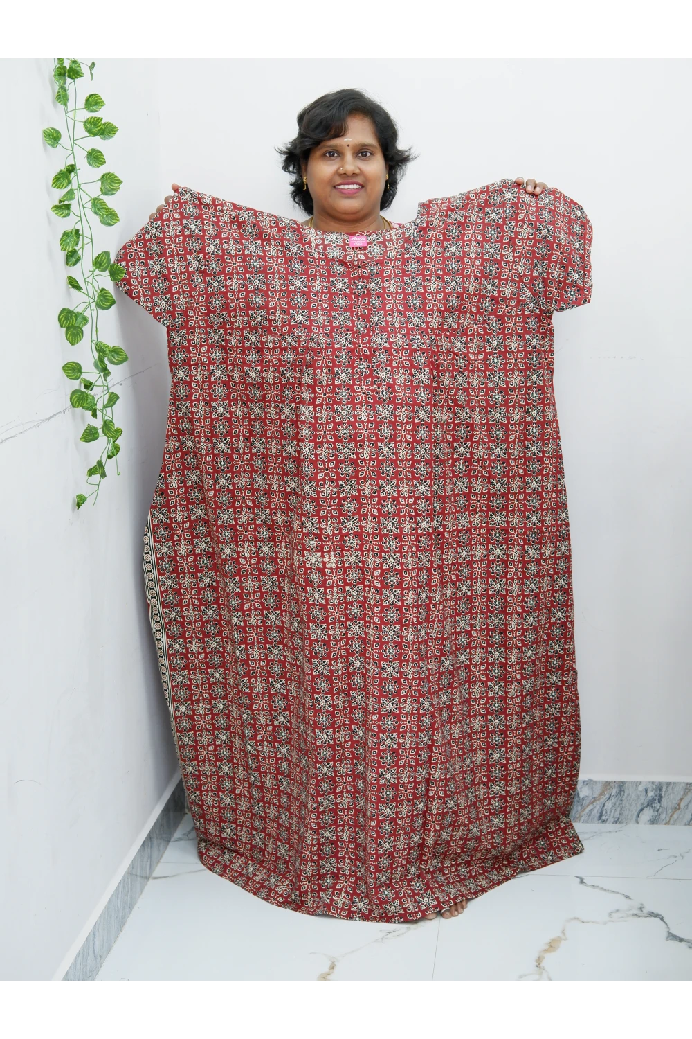 Plus Size Elegant Zip Nighty – Jyothi Cotton Breeze