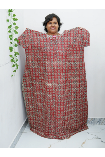 Plus Size Elegant Zip Nighty – Jyothi Cotton Breeze