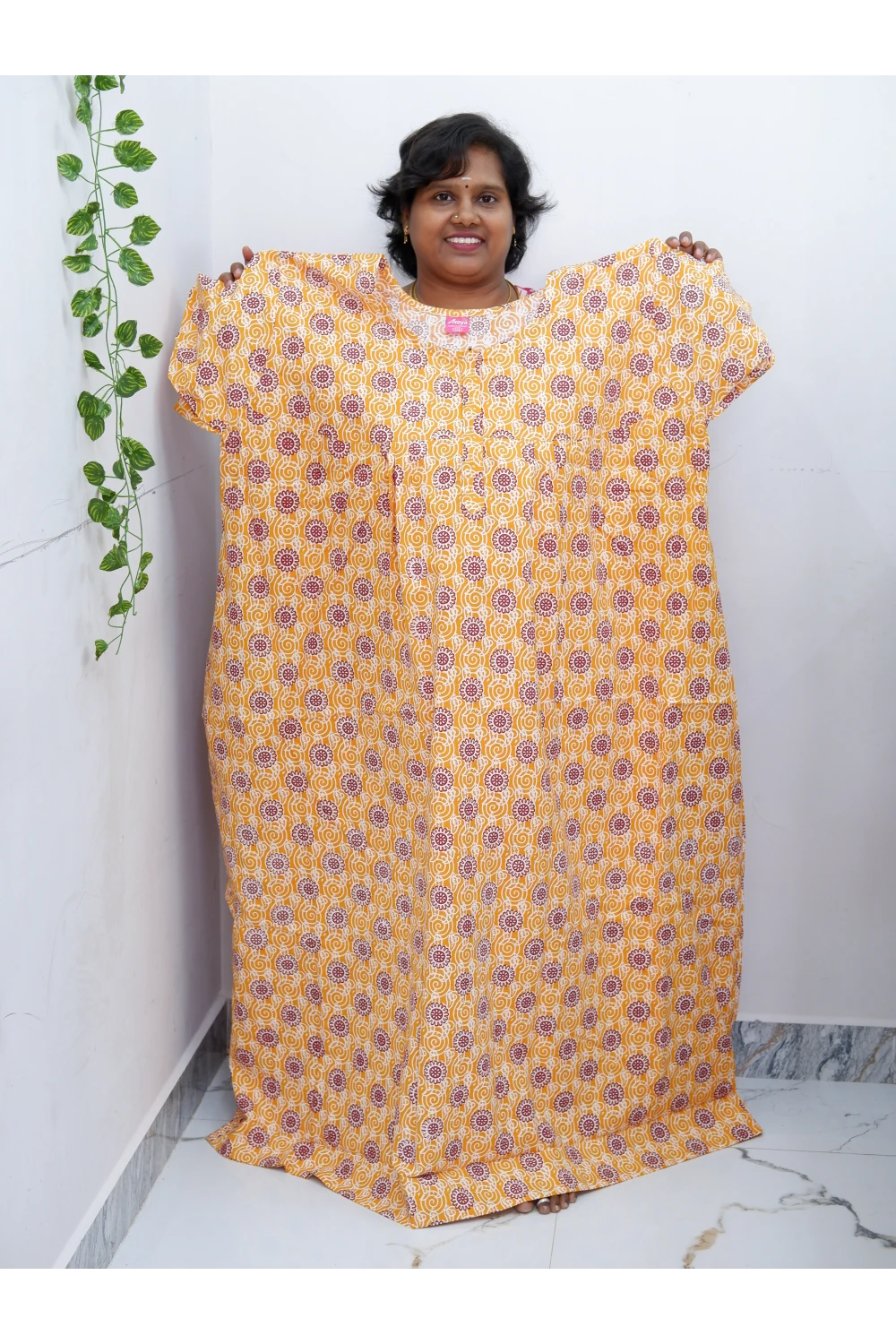 Plus Size Elegant Zip Nighty – Jyothi Cotton Breeze